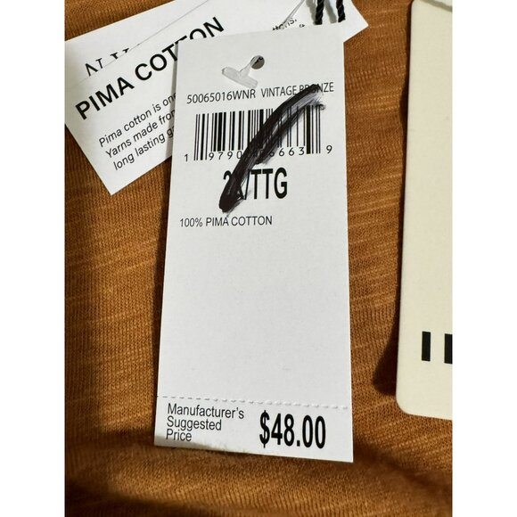 Industry Republic Bronze Double Flutter Ruffle Sleeve Pima Cotton Tee Sz 2X NEW - Picture 8 of 8